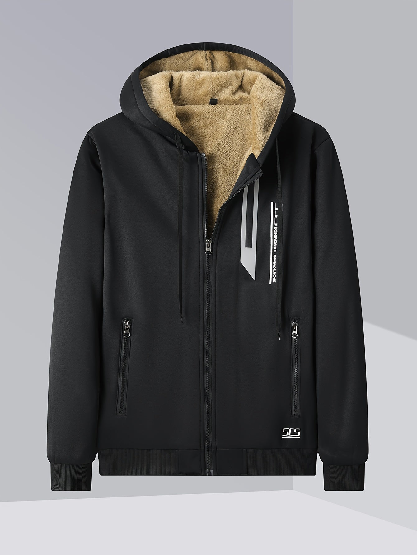 Mens Winter Fleece Hoodie - Hooded Zip-Up Jacket with Pockets Casual Outerwear - ZOOMNSTORE