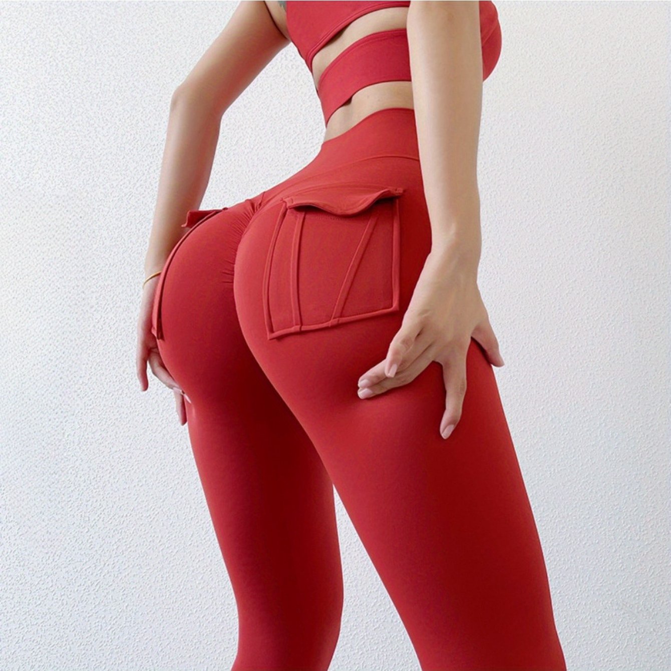 High-Waisted Slim-Fit Yoga Pants - Womens Pocket Running Leggings - ZOOMNSTORE