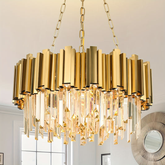 Elegant 9-Light Crystal Chandelier - Modern Dimmable Pendant Light for Dining Room Living Room Bedroom - ZOOMNSTORE