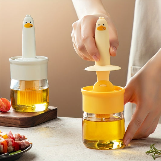 Yellow Duck Silicone  Glass Oil Brush Pot for Barbecue Camping  Kitchen Use - ZOOMNSTORE