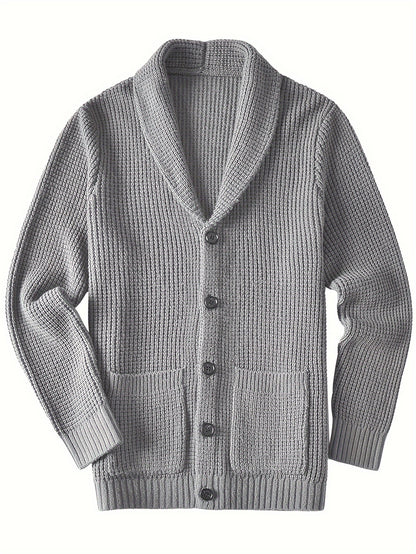 Men's warm cardigan jacket with green fruit collar long sleeved sweater - ZOOMNSTORE