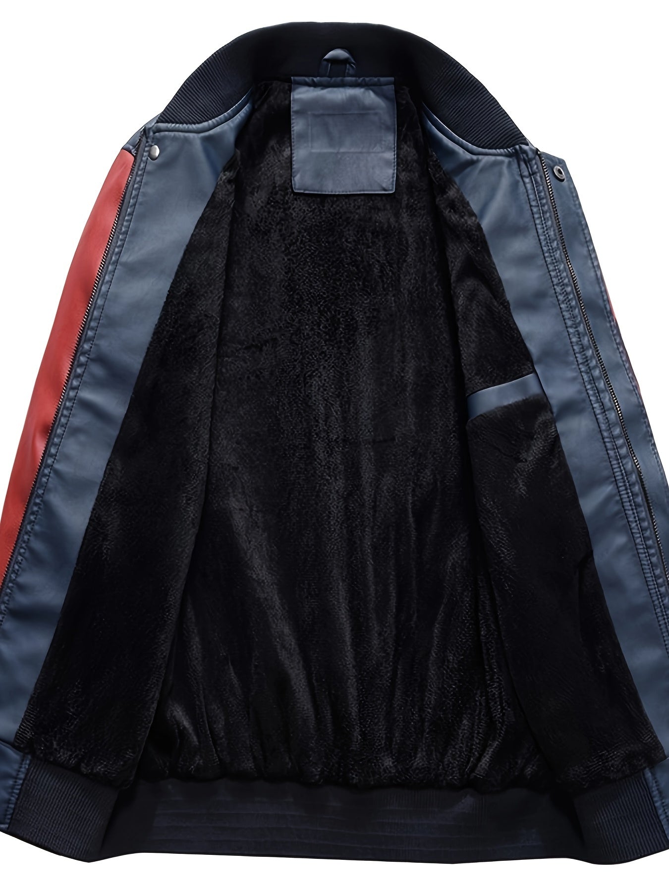 Slim Fit Mens Faux Leather Baseball Jacket - Casual Stand Collar Coat - ZOOMNSTORE