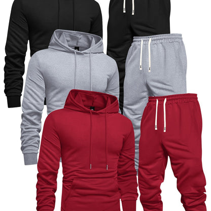 Mens Casual Hoodie and Sweatpants Set - Long Sleeve Pullover with Elastic Waist Joggers - ZOOMNSTORE