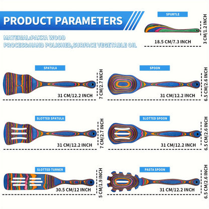 Pakkawood Cooking Utensils Set - 6Pcs7Pcs Non-Stick Wooden Spoons for Home  Kitchen Gifts - ZOOMNSTORE