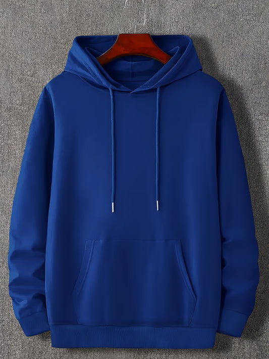 Mens Casual Solid Color Hoodie - SpringFall Sweatshirt with Kangaroo Pocket - ZOOMNSTORE