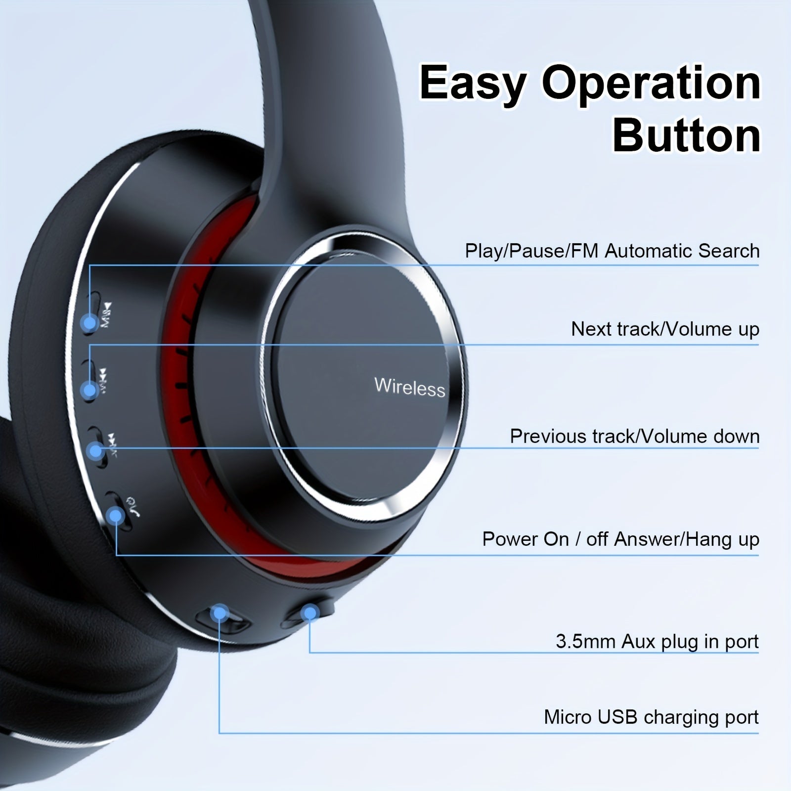 Wireless Over-Ear HiFi Headphones - 50 Hours Playtime Deep Bass Microphone Foldable Lightweight Design - ZOOMNSTORE