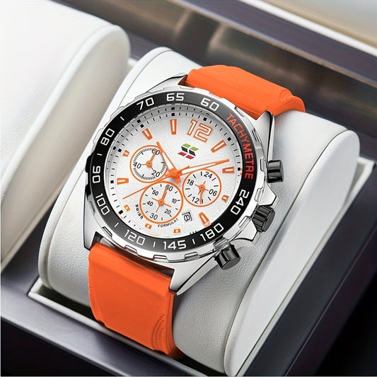 Multifunctional Mens Sports Watch with Silicone Band Quartz Chronometer  Night Light - ZOOMNSTORE