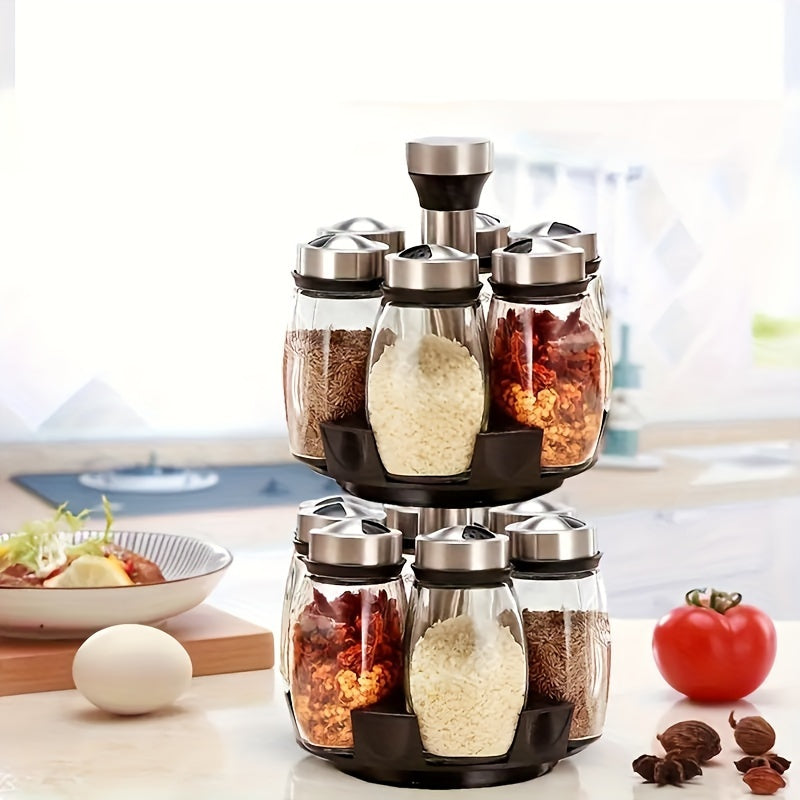 Spice Container Set - 13 Piece Swivel Spice Rack Organizer for Kitchen Cabinets and Countertops - ZOOMNSTORE