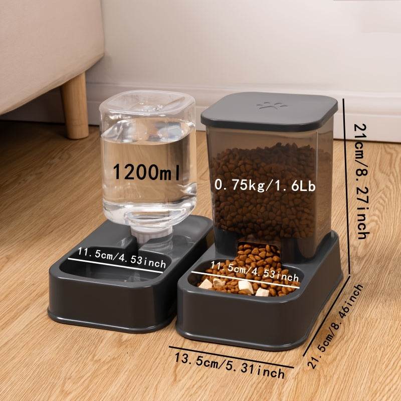 Durable Automatic Pet Feeder and Water Dispenser Set - 1set Plastic Cat Bowl and Dog Bowl - Self-Drinking and Feeding System for Cats - ZOOMNSTORE
