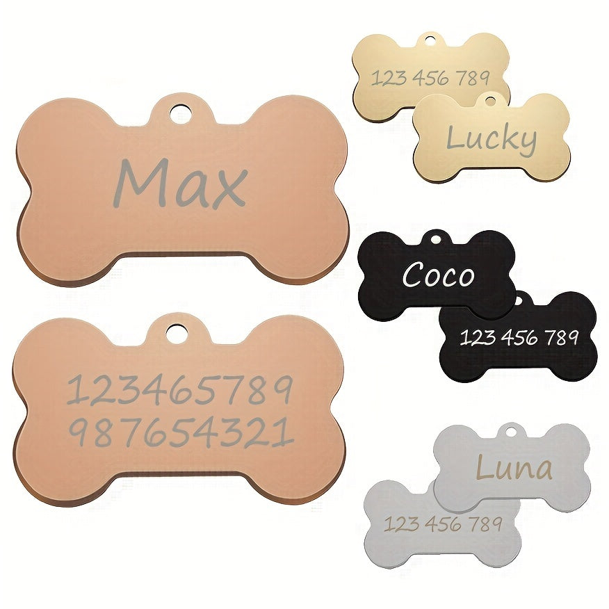 Personalized Laser Engraved Dog Bone ID Tag - Custom Pet Tag - ZOOMNSTORE
