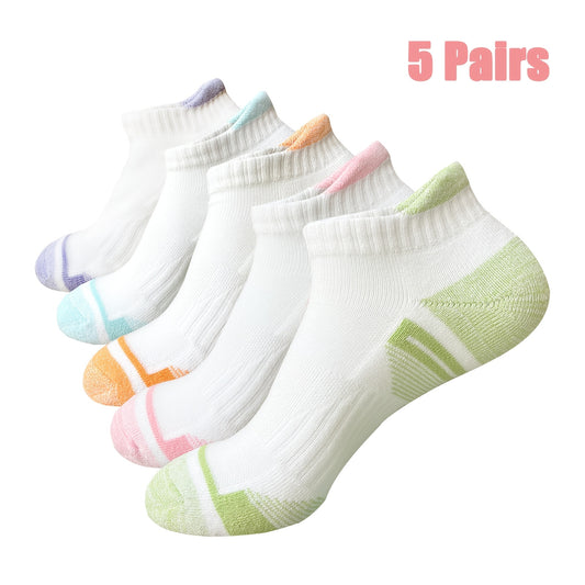 Womens Cotton Blend Running Socks - Anti-Slip Ankle Support Breathable Fitness Socks 5 Pairs - ZOOMNSTORE