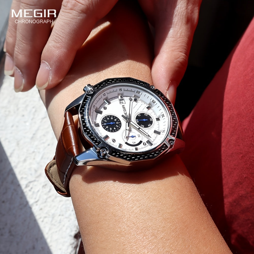 MEGIR Mens Glow Chronograph Watch - Multifunctional Sports Timepiece - ZOOMNSTORE