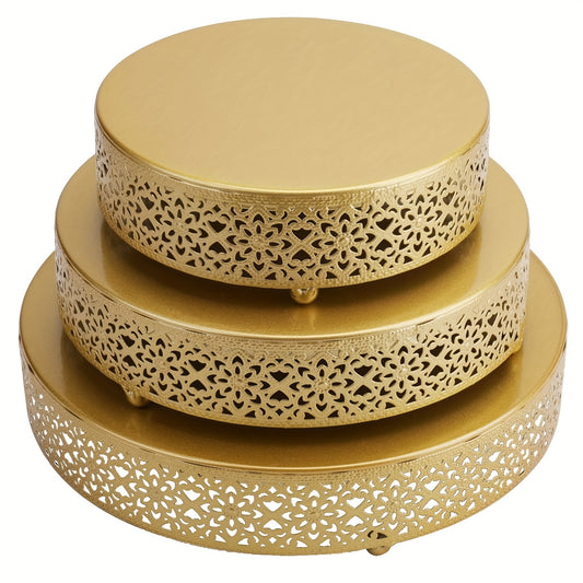 3pcs Round Metal Cake Stand Set - Dessert Display for Weddings  Parties - ZOOMNSTORE