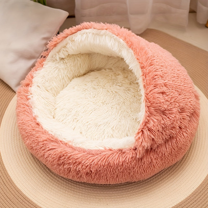 Plush Cat Nest Bed - Cozy Cave for Small Pets with Removable Cover - ZOOMNSTORE