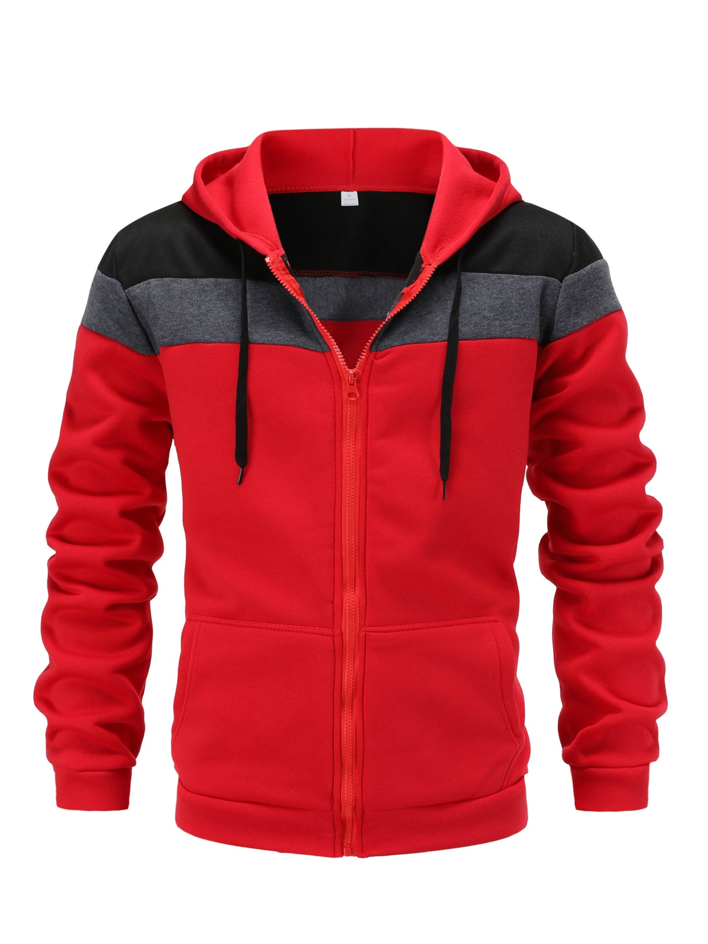 Mens Casual Zip-Up Hoodie - Solid Color Long Sleeve Pullover Stretch Polyester AutumnWinter Fashion - ZOOMNSTORE