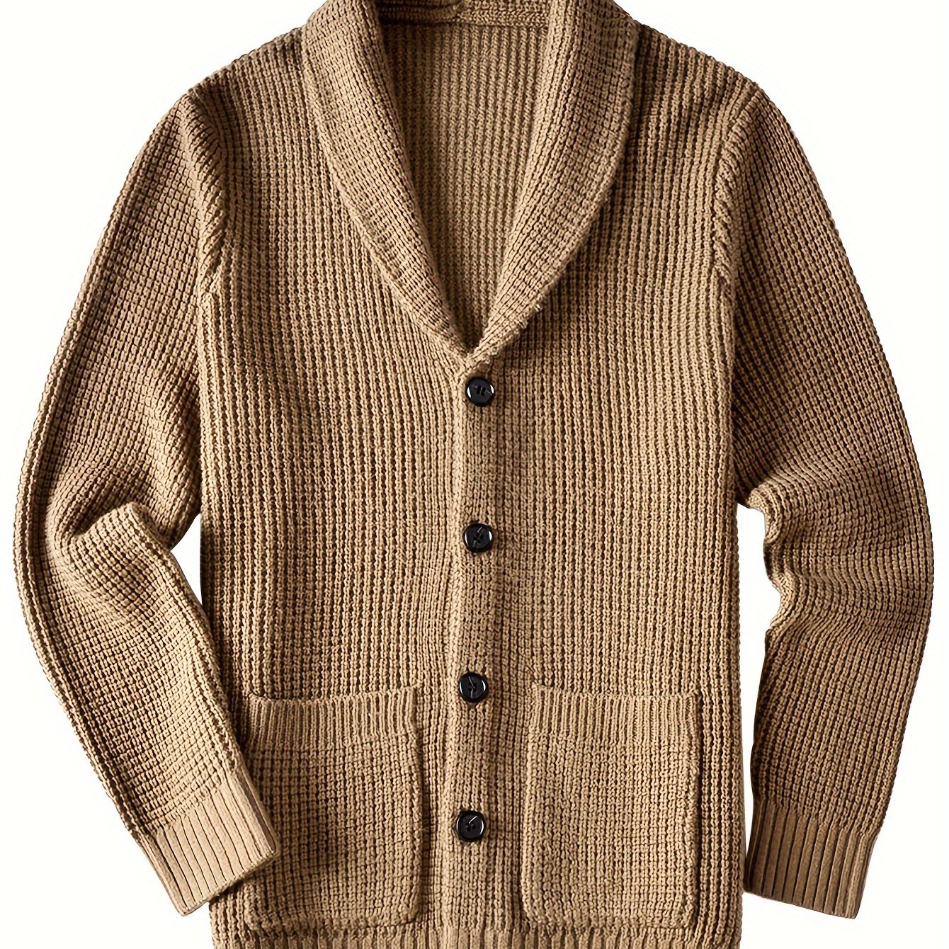 Men's warm cardigan jacket with green fruit collar long sleeved sweater - ZOOMNSTORE