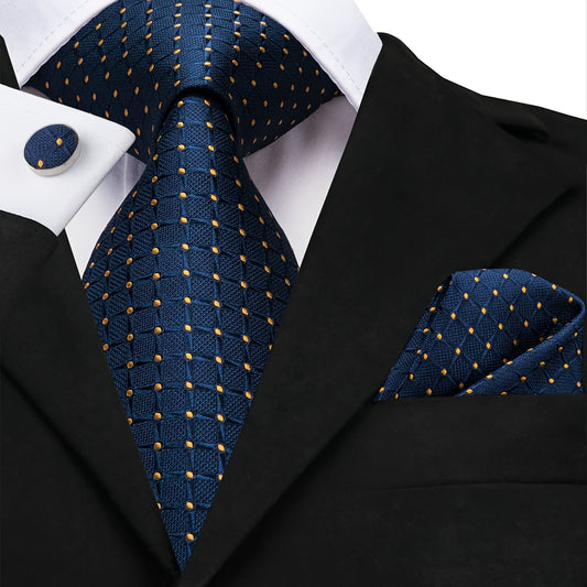 Silk Tie and Handkerchief Set - 3pcs Royal Style Mens Wedding Accessories - ZOOMNSTORE