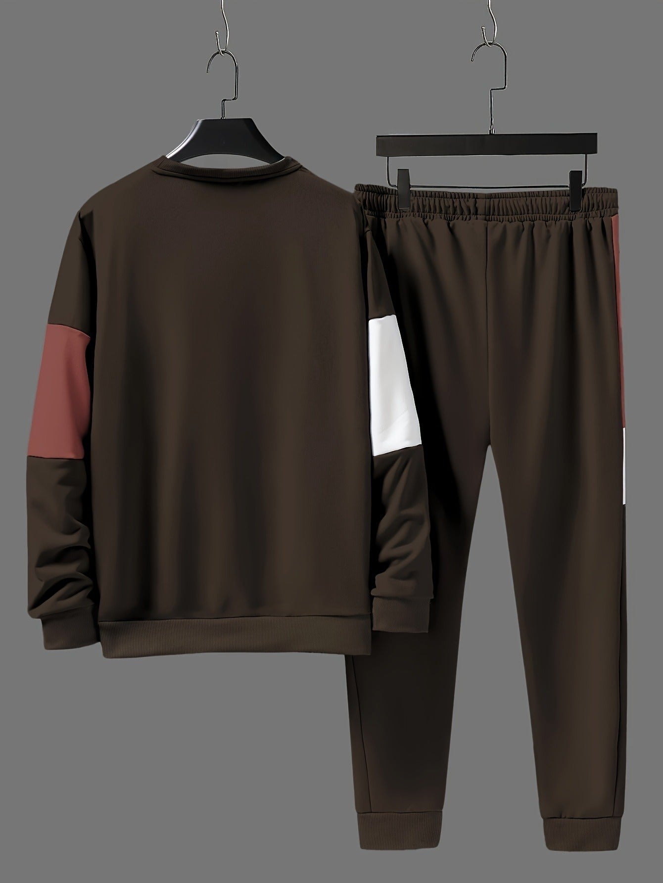 Color Blocked 2-Piece Mens Sweatshirt and Jogger Set - Casual Long Sleeve Outfit for Fall and Winter - ZOOMNSTORE