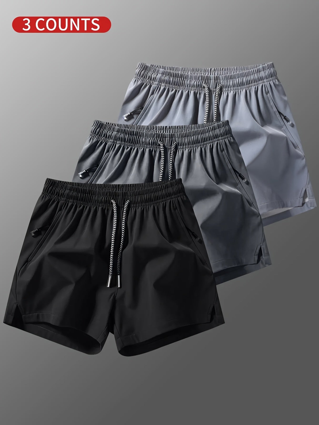 Mens Running Shorts with Slits - Fitness Training Pants with Drawstring  Zipper Pockets - ZOOMNSTORE
