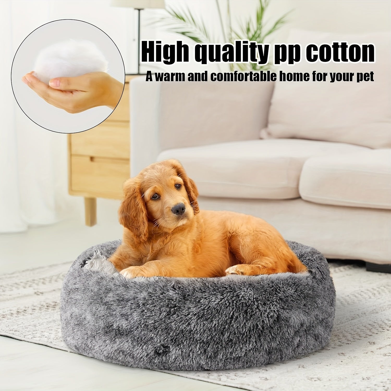 Plush Calming Pet Bed - Washable Non-Slip for Small to Medium Dogs  Cats - ZOOMNSTORE
