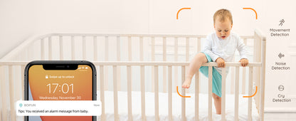 BOIFUN 2K 5'' Screen Control Wifi Video Baby Monitor Camera, ,Two-Way Talk, Motion&Crying Detection, Auto Tracking, Night Vision