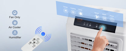 SucceBuy Evaporative Air Cooler Oscillating Swamp Cooler with Adjustable 3 Speeds and 12 H Timer Portable for Indoor Outdoor Use
