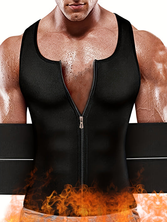 Mens Neoprene Sauna Vest with Double Belt - Sweat-Enhancing Workout Shirt - ZOOMNSTORE