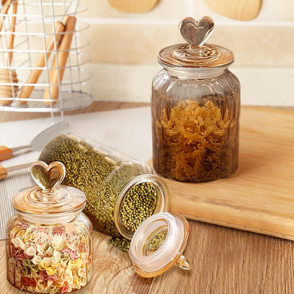 Airtight Glass Food Storage Jars - 3pcs Clear Kitchen Containers for Sugar Flour Coffee Spices - ZOOMNSTORE