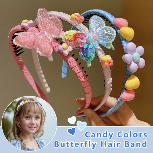 Butterfly Headbands - 3PCS Colorful Non-Slip Hair Bands for Girls - ZOOMNSTORE