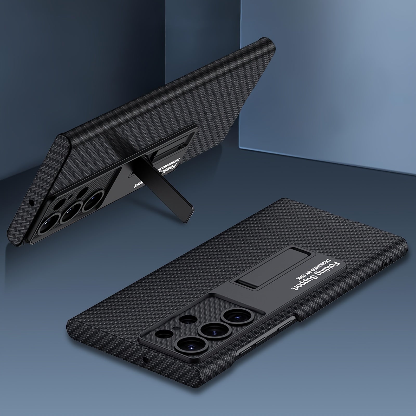 Samsung Galaxy S24 Ultra Case - Ultra-Thin Frosted Carbon Fiber Protective Cover with Stand - ZOOMNSTORE