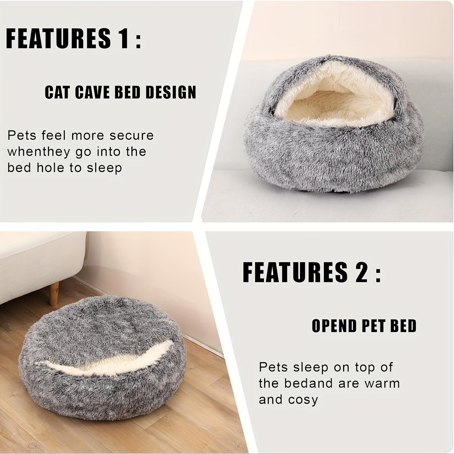 Plush Calming Pet Bed - Washable Non-Slip for Small to Medium Dogs  Cats - ZOOMNSTORE