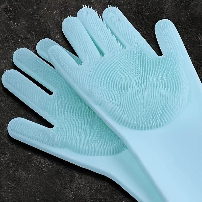 2 Pcs 2-in-1 Pet Dog Bath Gloves with Silicone Brush for Massage and Rubbing, Dog Bathing Supplies - ZOOMNSTORE