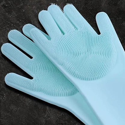 2 Pcs 2-in-1 Pet Dog Bath Gloves with Silicone Brush for Massage and Rubbing, Dog Bathing Supplies - ZOOMNSTORE