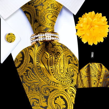 Mens Luxury Tie Set - Elegant 5-Piece Set with Pocket Square Cufflinks and Lapel Pin