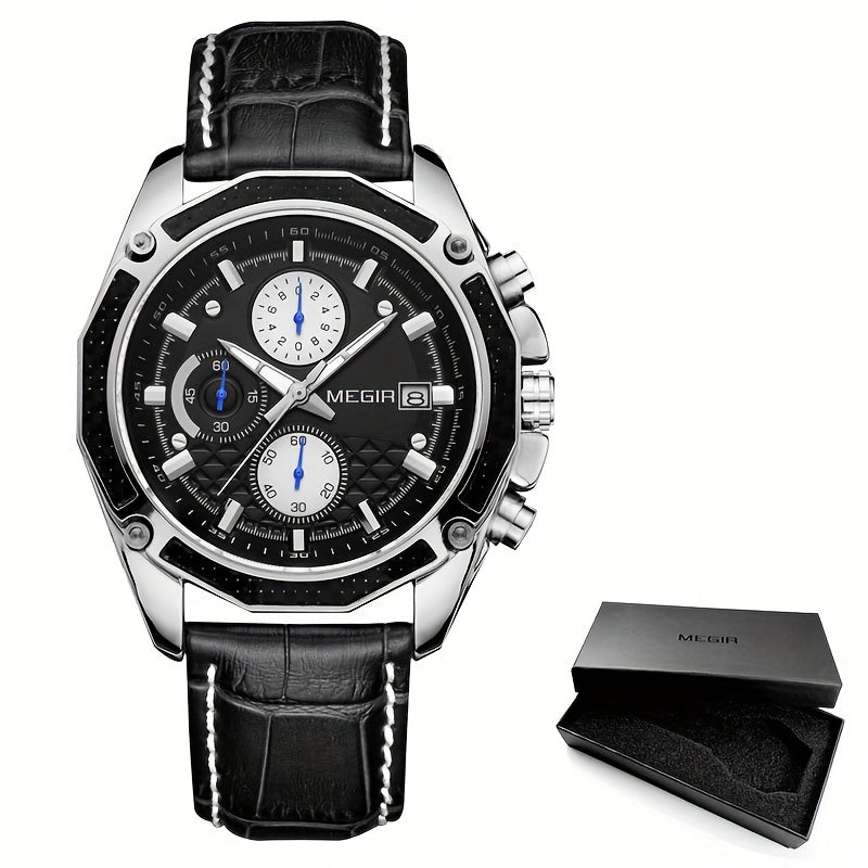 MEGIR Mens Glow Chronograph Watch - Multifunctional Sports Timepiece - ZOOMNSTORE