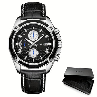 MEGIR Mens Glow Chronograph Watch - Multifunctional Sports Timepiece - ZOOMNSTORE