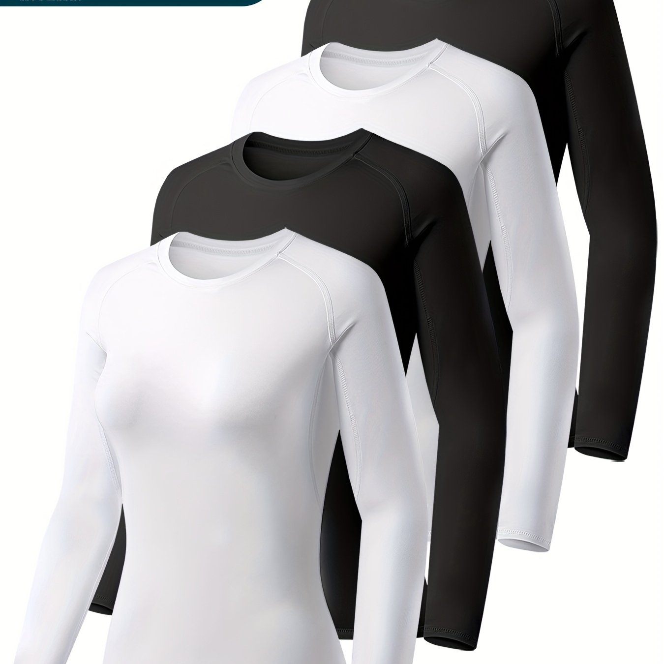 Womens Long Sleeve Compression Workout Shirt - 4 Pack Athletic Performance Baselayer - ZOOMNSTORE