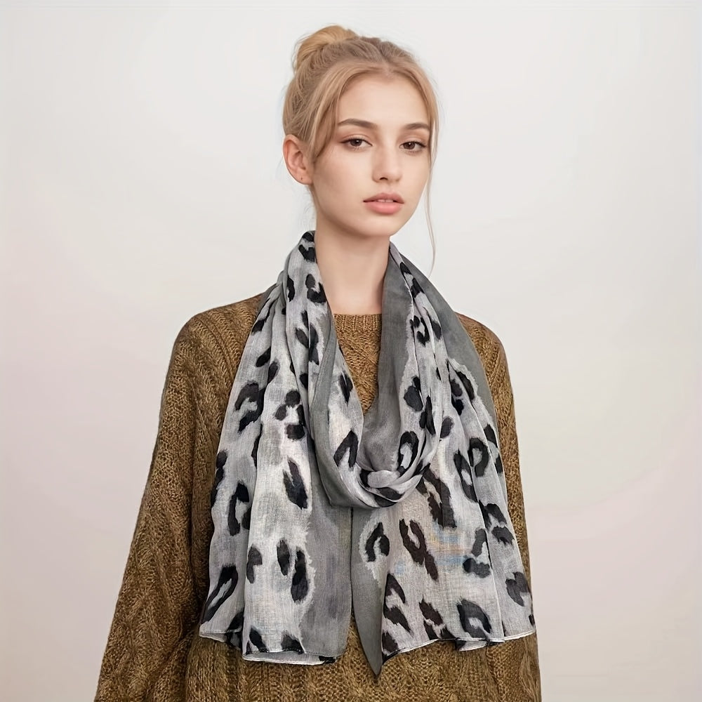 Lightweight Leopard Print Scarf - Soft Breathable Polyester for SpringSummer Fashion - ZOOMNSTORE