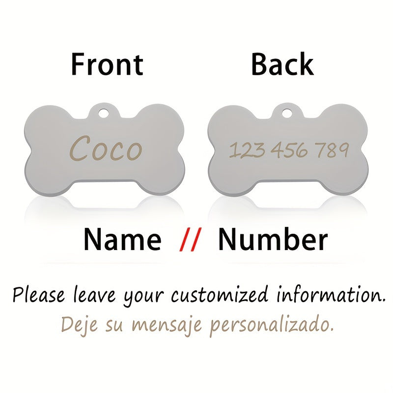 Personalized Laser Engraved Dog Bone ID Tag - Custom Pet Tag - ZOOMNSTORE