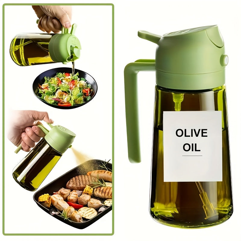 Premium 16oz Glass Olive Oil Dispenser  Spray Bottle with Auto-Flip Cap  BPA-Free Mess-Free Cooking for Air Fryer BBQ  Salad Dressing - ZOOMNSTORE