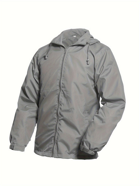 Lightweight Mens Rain Jacket - Windbreaker with Removable Hood - ZOOMNSTORE