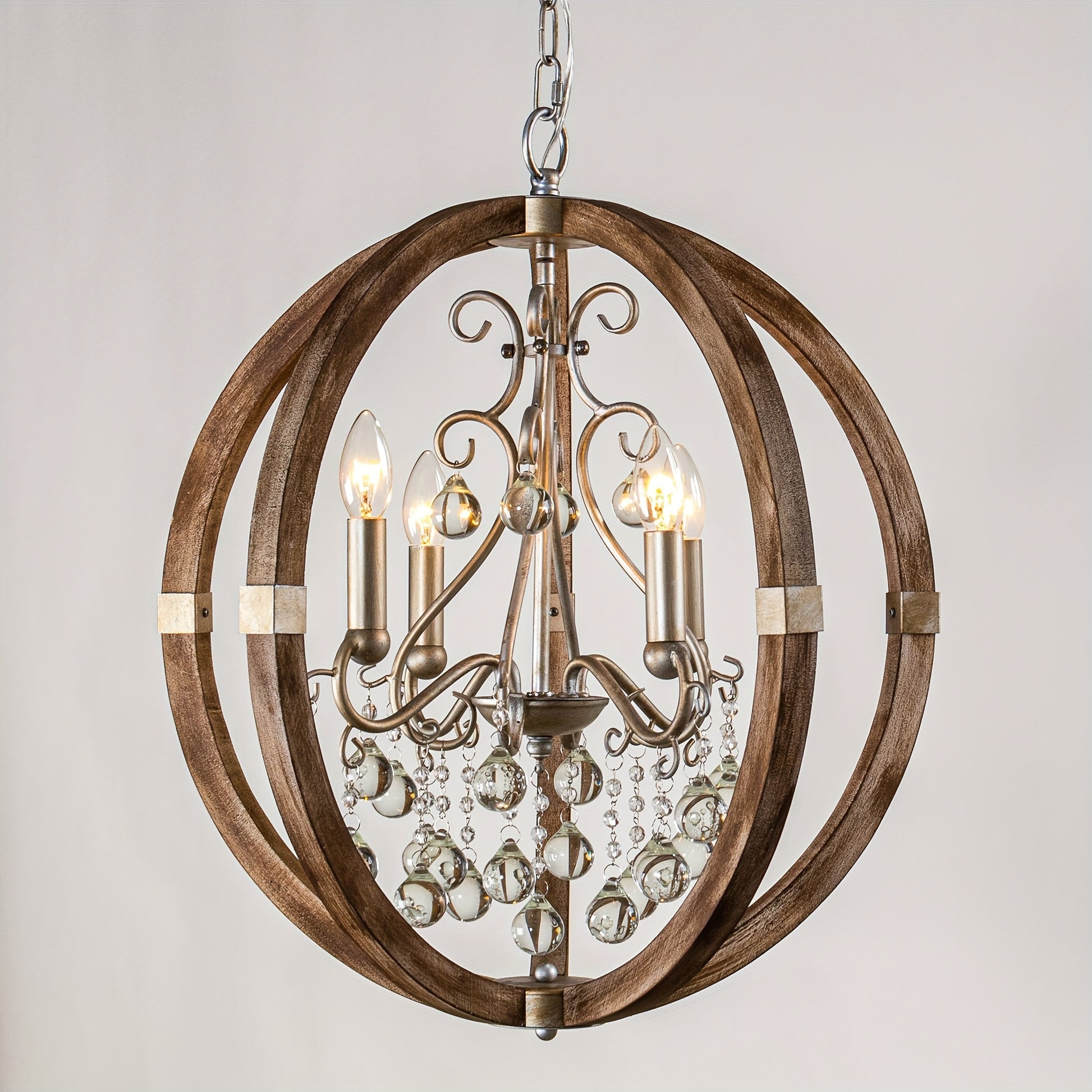 Brown Caged Chandelier - 4-Light Rustic Ceiling Fixture - ZOOMNSTORE