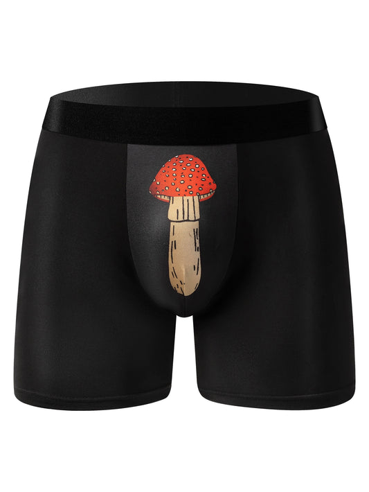 Mens Long Boxer Shorts - Breathable Mushroom Print Fitness Underwear - ZOOMNSTORE