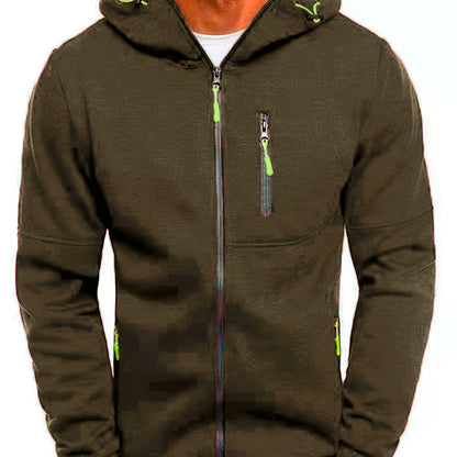 Mens Zipper Hoodie - Casual Full-Zip Sweatshirt with Pockets for Outdoor Activities - ZOOMNSTORE