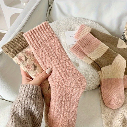Warm Thick Socks - 4 Pairs of Comfortable Terry Stockings for Women - ZOOMNSTORE