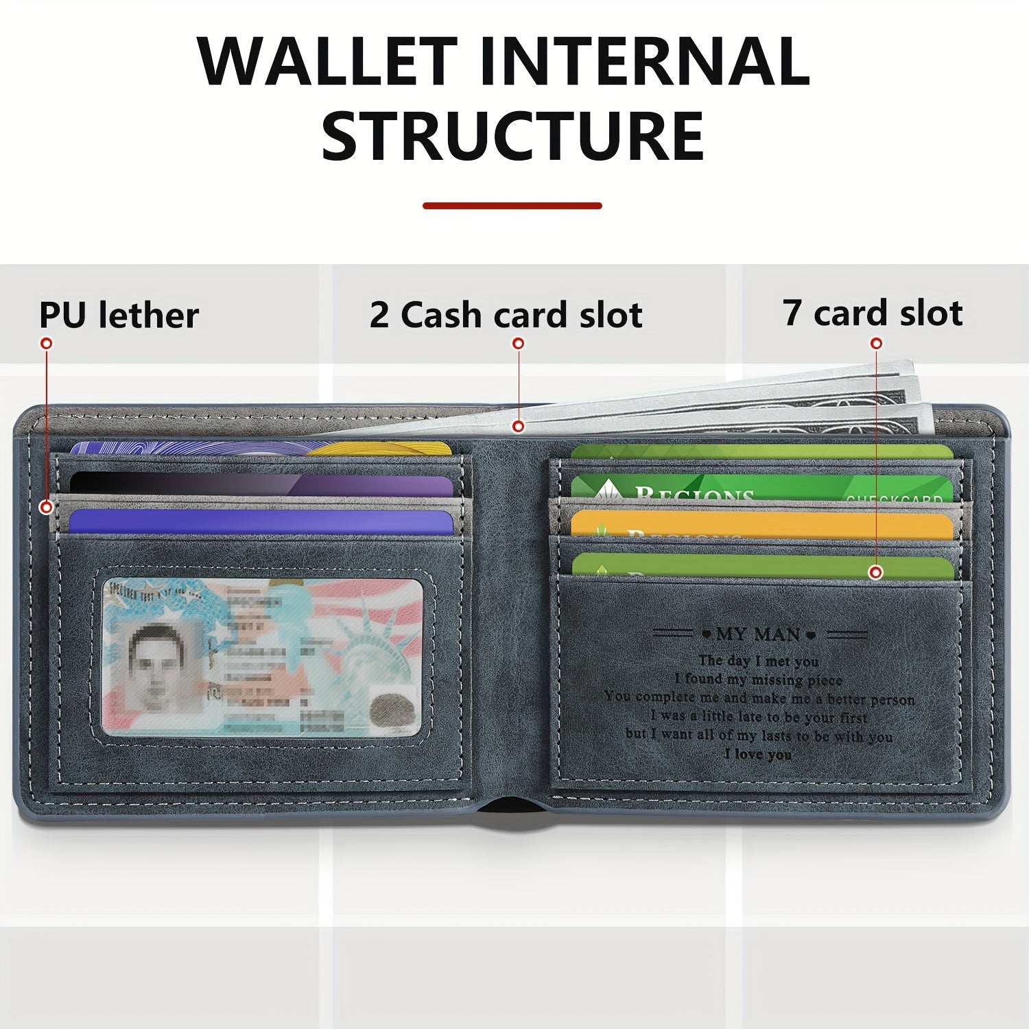 Faux Leather Bifold Wallet for Men - Gift-Ready for Fathers Day  Special Occasions - ZOOMNSTORE