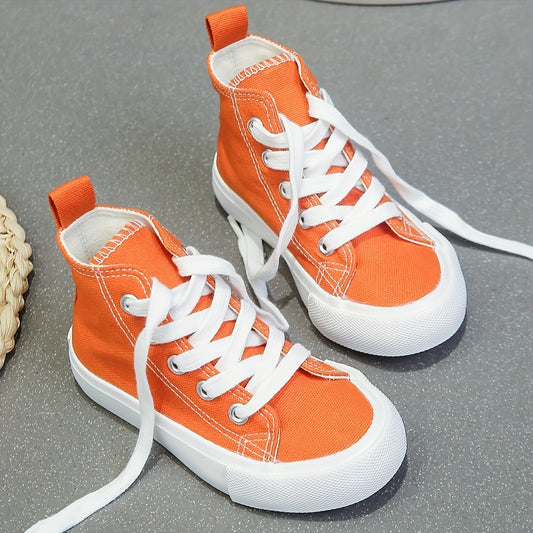 Adhesive White Canvas Sneakers - Stylish Low Cut Childrens Sports Shoes - ZOOMNSTORE