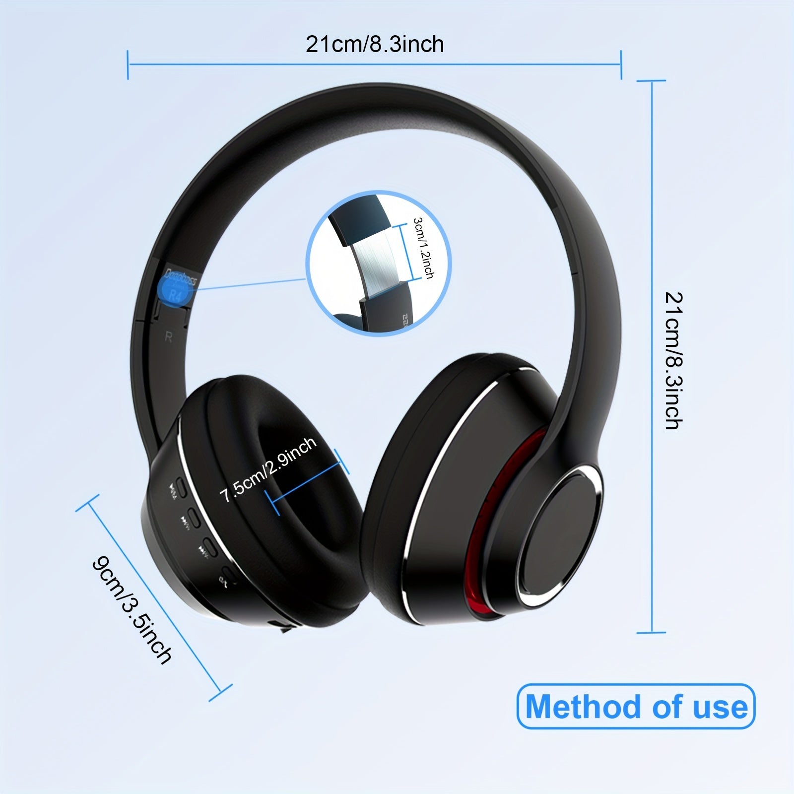 Wireless Over-Ear HiFi Headphones - 50 Hours Playtime Deep Bass Microphone Foldable Lightweight Design - ZOOMNSTORE