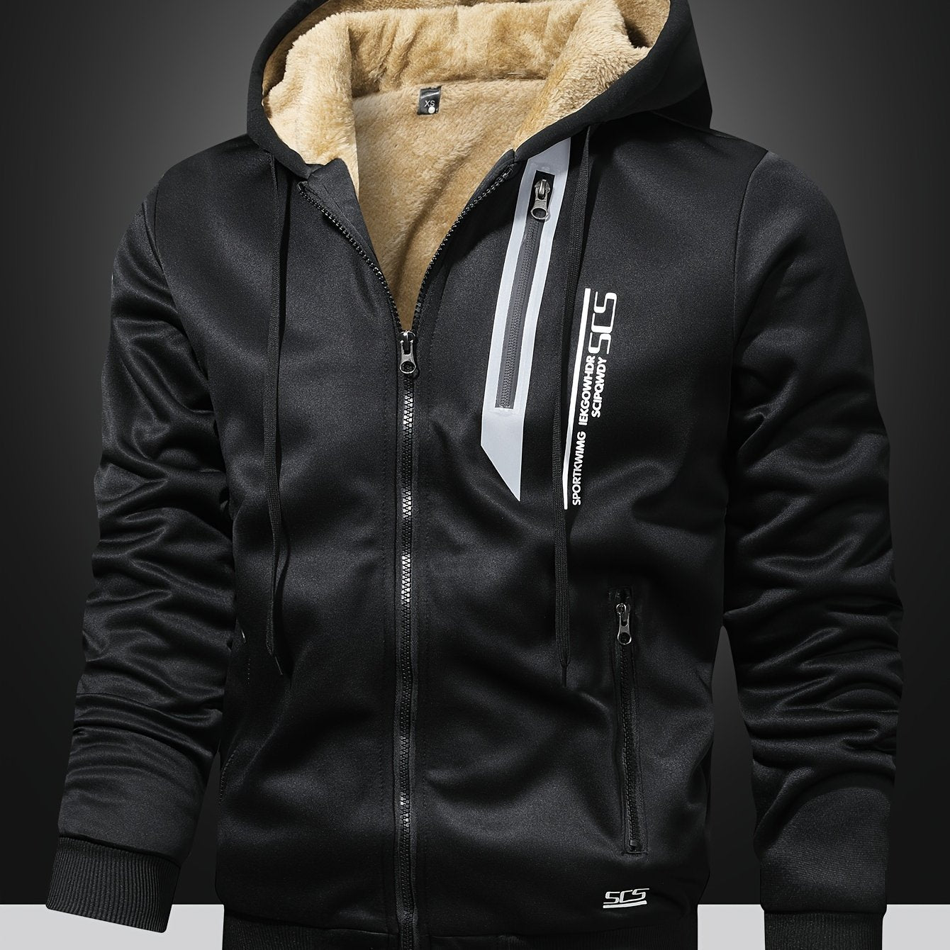 Mens Winter Fleece Hoodie - Hooded Zip-Up Jacket with Pockets Casual Outerwear - ZOOMNSTORE