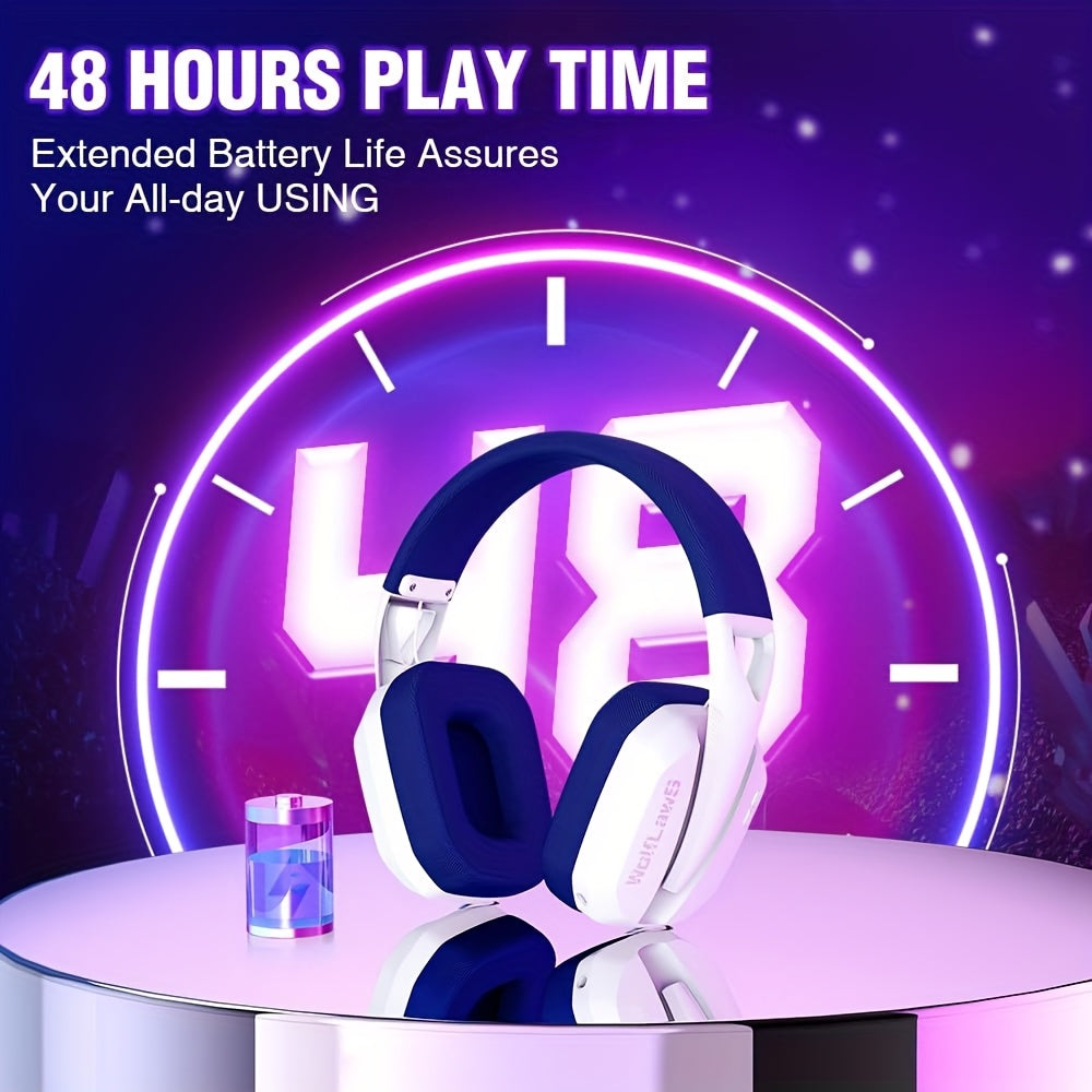 Wireless Gaming Headset - 48H Battery Low Latency Over-Ear Bluetooth Headphones with Detachable Mic for PC PS5 PS4 Mac Switch - Gift for Gamers - ZOOMNSTORE